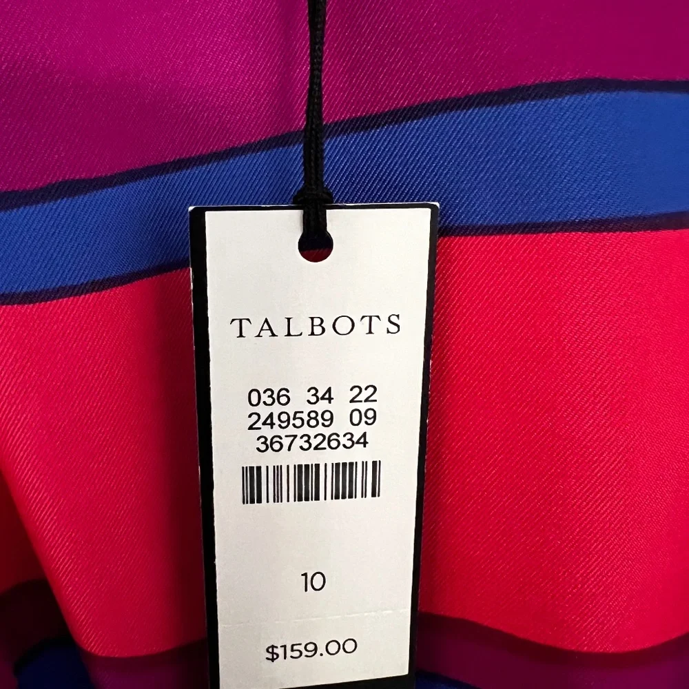 TALBOTS NWT Ladies Sleeveless Striped Dress, SZ10 - Picture 4 of 9